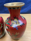 2 Chinese Exquisite Copper 10 1 4    Cloisonne Enamel Bird Vases