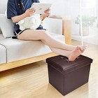    Storage Ottoman Folding Foot Rest Stool 17 Inch Leather Footstool Bench Sho   