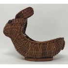 Vintage Wicker Bunny Planter  Woven Rabbit  Intricate Rattan Basket Easter Decor