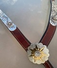 Breast Collar Double Stitch Leather Mexico Silver Center Concho Great Showpiece 