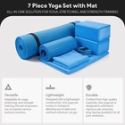 Balancefrom Fitness 7 Piece Yoga Set With Mat  Stretch Strap   Knee Pad  Blue