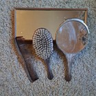 Vintage Silver Plated Vantity Set Art Nouveau Floral Mirror Brush And Comb