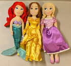 3 Lot Disney Store Princess 18  Plush Dolls Rapunzel Belle Ariel