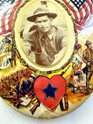 Wwi Soldier Photo 48 Star Flags Patriotic Celluloid Oval Wall Plaque 8in