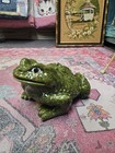 Green Glazed Ceramic Frog Figurine Statue Decorative Collectible