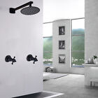   wall Mount 8  Black Rain Shower Head 2 Handles Cold   Hot Faucet Mixer Tap Set