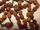 Antique Monastery Rosary France    Carved Corozo Wood   Silver Locket Crucifix