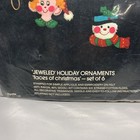 Vtg Bucilla Faces Of Christmas  jeweled Holiday Ornaments Felt Kit 3589 Set Of 6