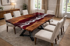 Live Edge Wood Table Top Red Epoxy River Dining Table Top Solid Wood Slab Handma