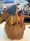 Fantasy Dragon Figurine Resin Statue Glitter Winged Dragon On Crystal Cave Base 