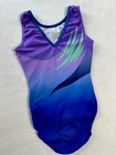 Gk Elite Gymnastics Leotard Dreamlight Silver Sequin Bling Purple Blue Size  Am