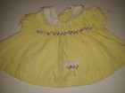 Vintage 1960 s Baby Infant Girls Dress Yellow Embroidered With Flowers Glass