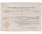President James Madison Signed Mississippi   Alabama Land Grant Jsa Auto