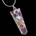 Rose Quartz Crystal Pendant 7 Chakra Stone Silver Necklace Reiki Energy Healing