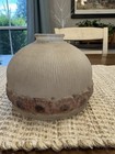 Antique Glass Lamp Shade Globe Frosted Glass Painted Purple Flower Border