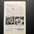 Vintage Pullman Train Sleeper Car Railroad Travel Print Ad 1946 
