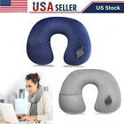 Inflatable Travel Neck Pillow Comfortable With Pocket For Airplanes  Train  Car