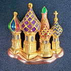 Set Of 2 Vintage Joan Rivers Russian Cathedral Enamel Church Dome Pins Brooches