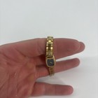 Vintage Seiko Ladies Quartz Watch Gold Tone Black Dial Rectangular Tank Untested