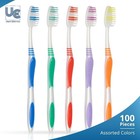 100 Pack Individually Wrapped Medium Toothbrushes With Covers  Assorted Colors