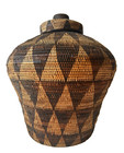 Old Large 16 5  x13   Tribal African Hand Woven Basket Rattan Container