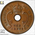 East Africa  George Vi  10 Cents 1937 Kn  Km 26  Pcgs Ms63bn  Top Pop 