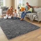 Area Rugs For Bedroom Living Room  Grey Fluffy Fuzzy Shag Shaggy Soft Plush