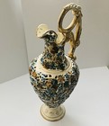 Antique Rare  J Fischer  Budapest 12    Ewer Blue   Gold Floral Design 1850   s-1885