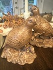 Vintage 60s Era Ceramic Quail Bird Figurines Handpainted Unmarked Holland Mold 