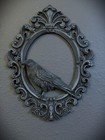 Gothic Baroque Black And Grey Raven Halloween Wall Decor
