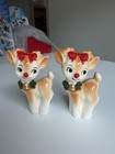 Vintage Christmas Reindeer Salt pepper Shakers Rudolph Made In Japan