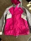 The North Face Hot Pink And Light Gray Hooded Shell Jacket