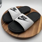 Nike Men s 8 Women s 9 5 Uk 7 Benassi Jdi White Black Slide Sandals  0820