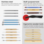 Pottery   Polymer Clay Tools  22-piece Sculpting Set With Steel Tips And Wood   
