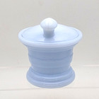 Akro Agate Delphite Blue Glass Mortar Pestle Powder Jar J v  Co Apothecary Vtg
