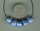 African Trade Beads Vintage Antique Venetian Glass Beads Blue Stripe  Beads