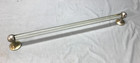 Antique Vintage 24  Length Nickel Brass Ball End Glass Towel Bar Old 1056-25b