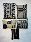 Antique Wool Coverlet Indigo   Ecru Bowl Fillers  Tucks   Set Of 5   Aafa   Ooak