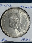 Lot Of 2 1944 Ecuador 5 Sucres Coins Silver Fineness  720 Total Asw 1 15 Oz