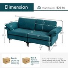 Modern Loveseat Fabric 2-seat Sofa Couch For Small Space W  Metal Legs Blue
