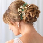 Bride Wedding Hair Comb Crystal Rhinestone Pearls Silver 5 12    2 76   Green 