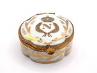 Vintage Porcelain Limoges Trinket Snuff Box With Gilt   Napoleon Crown Letter N