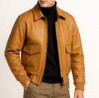 Men   s Genuine Sheepskin Leather Bomber Jacket Vintage Style Flight Coat Outwear