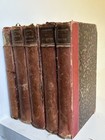 Antique French Book Set 5 Vols 1800s   1905 Leather Spine History Poetry   Rare 