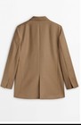 Massimo Dutti Camel Wool Oversize Suit Blazer With Notched Lapel Collar