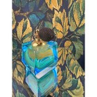 Vtg  Art Glass Perfume Bottle Blue Green Swirl Cube Atomizer Mid Century Style