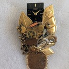 Vtg Steampunk Brooch Gold Watch Parts Citizen Quartz Assemblage Upcycled Art