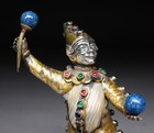 19thc  German Shell   Gilt  800 Silver Jewel Mounted Jester Clown Figurine