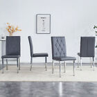 Set Of 4  Pu Leather Dining Chairs High Back Kitchen Office Armless Chairs Gray