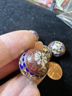 One Large Vintage Chinese Enamel Cloisonne Gold Round Bead Flowers 18mm  3